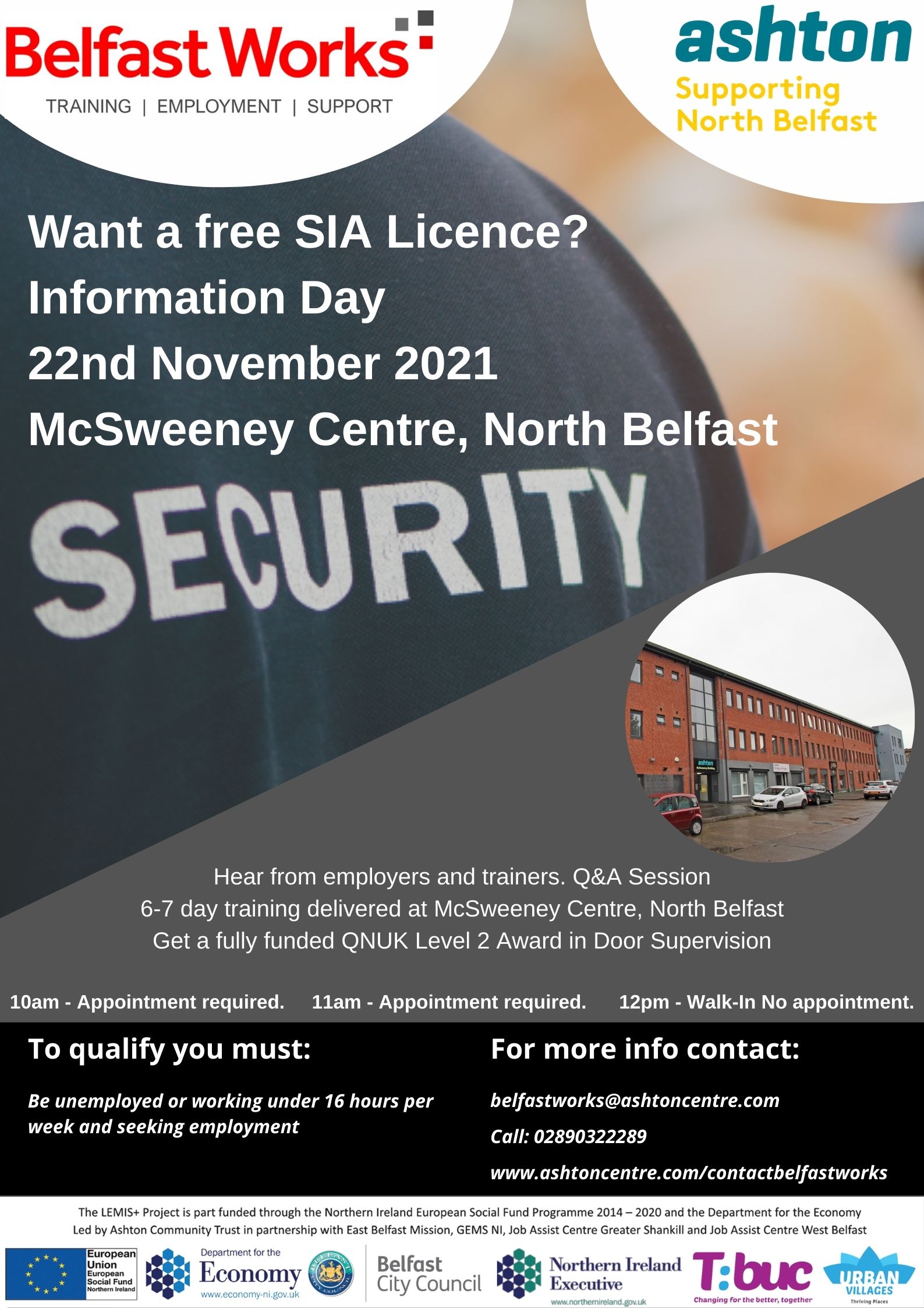 SIA Licence Information Day at McSweeney Centre 